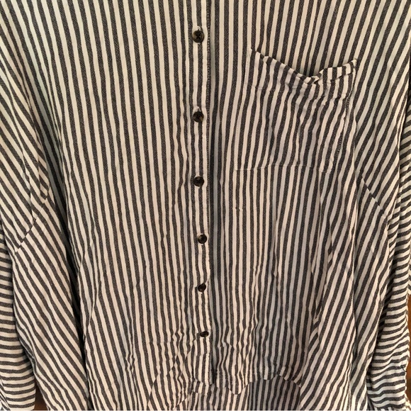 Urban Outfitters UO Oversized Grey Striped Button Down Lagenlook Nautical Shirt - Picture 4 of 13